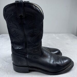 Boulet Cowboy Boots Mens Size 12 D Black Leather‎ Roper Western Work Oil